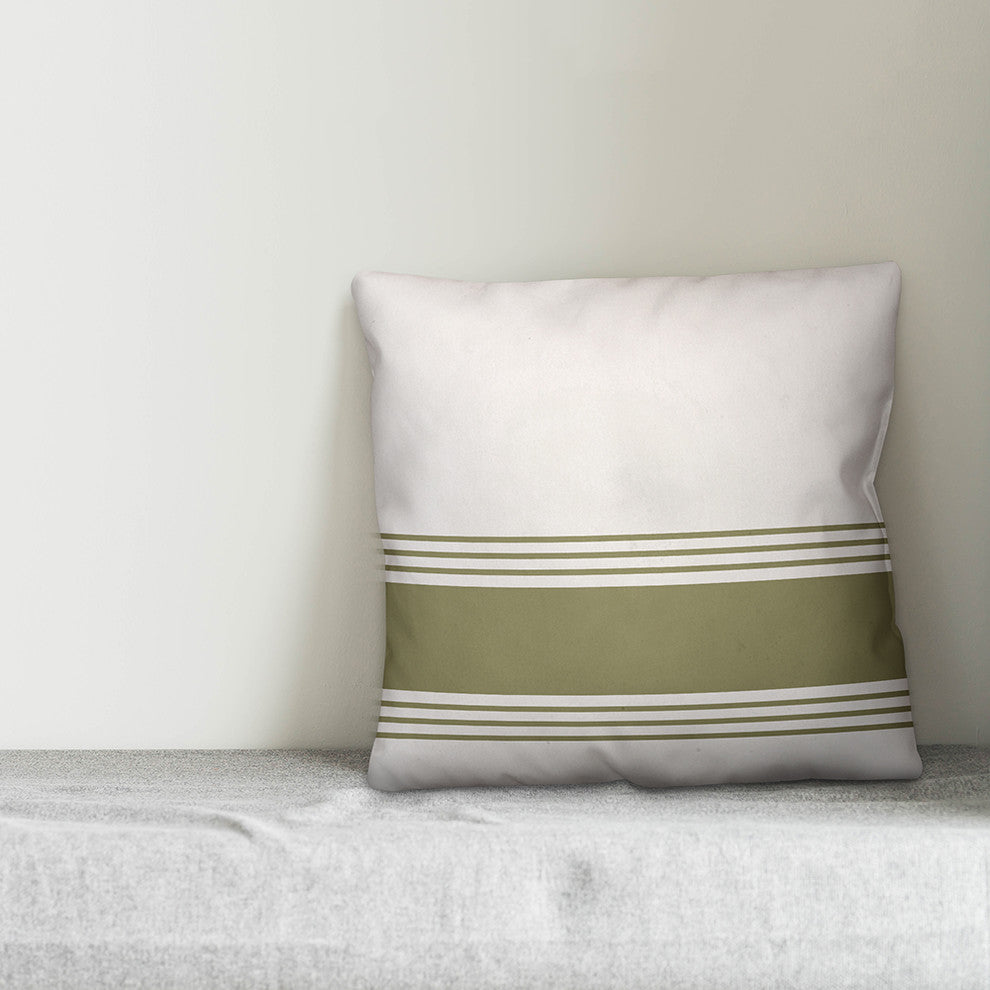 Olive Green Stripes 18x18 Throw Pillow