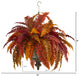 28" Autumn Boston Fern Artificial Plant in Hanging Metal Bowl