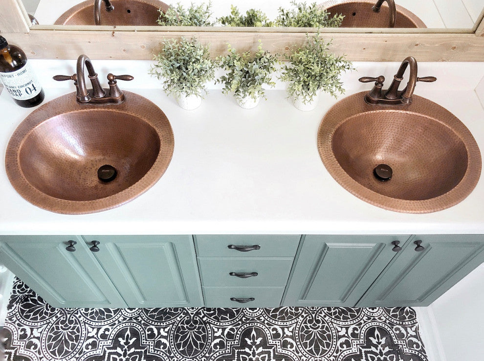 Bell 19" Drop-In Bathroom Sink in Copper
