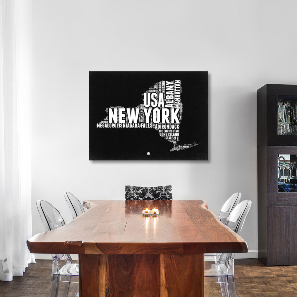 "New York Black and White Map" Fine Art Print