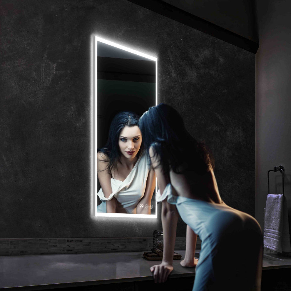 Fogless, Dimmable, Color Temperature Adjustable LED Mirror, 21x36