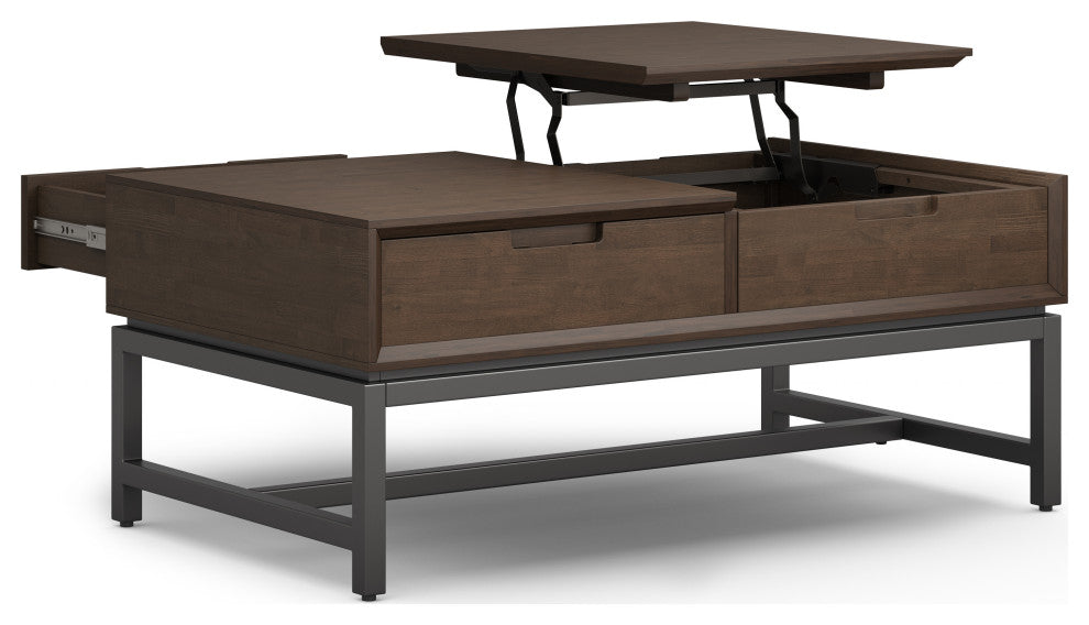 Banting Solid Hardwood Lift Top Coffee Table, Walnut Brown