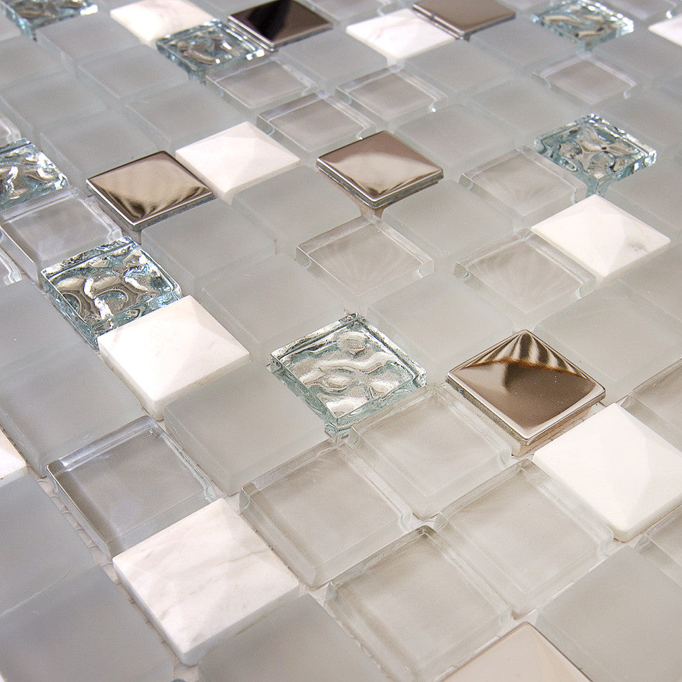 Glass, Metal and Stone Mosaic Tile, Mini TeseoCollection, Nana, Square, Sample
