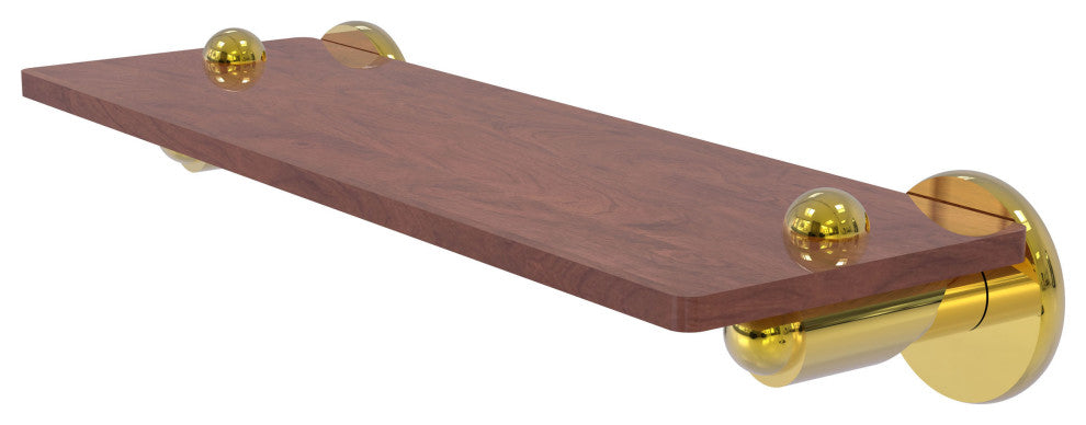 Soho 16" Solid Wood Shelf, Polished Brass