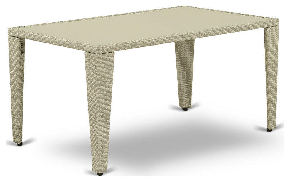 Gudhjem Patio Table With Glass Top, Natural Linen Wicker