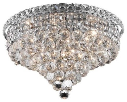 Elegant Tranquil Flush Mount, Chrome Finish With Royal Cut Crystal