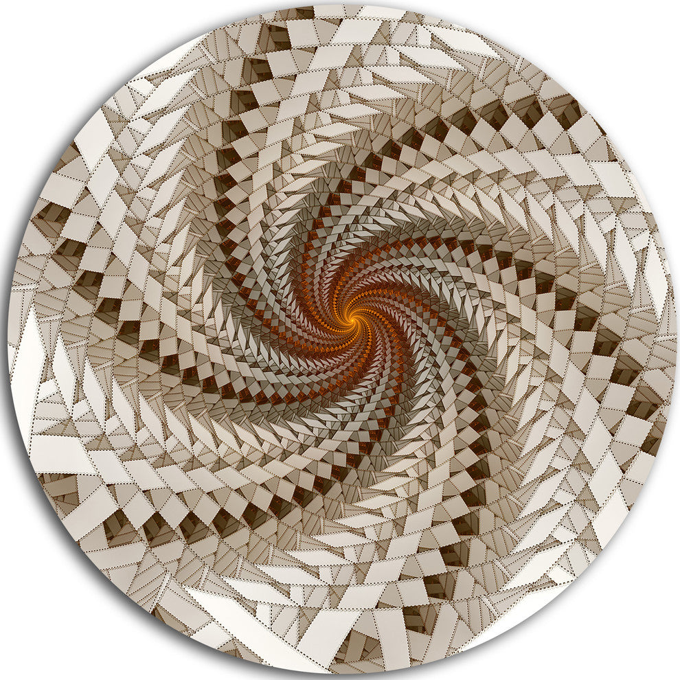 White Fractal Spiral Pattern, Digital Art Round Wall Art, 23"