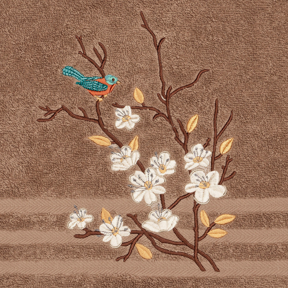 Linum Home Textiles Spring Time Embellished, Latte, Bath Towel, 4-Piece Set