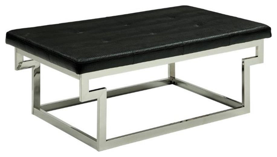Furniture of America Jaxi Contemporary Faux Leather Tufted Bench in Black