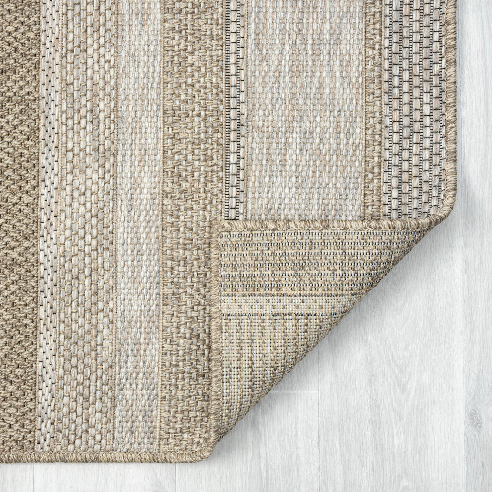 Paolo Modern Striped Brown Indoor Outdoor Area Rug, 5' x 7'