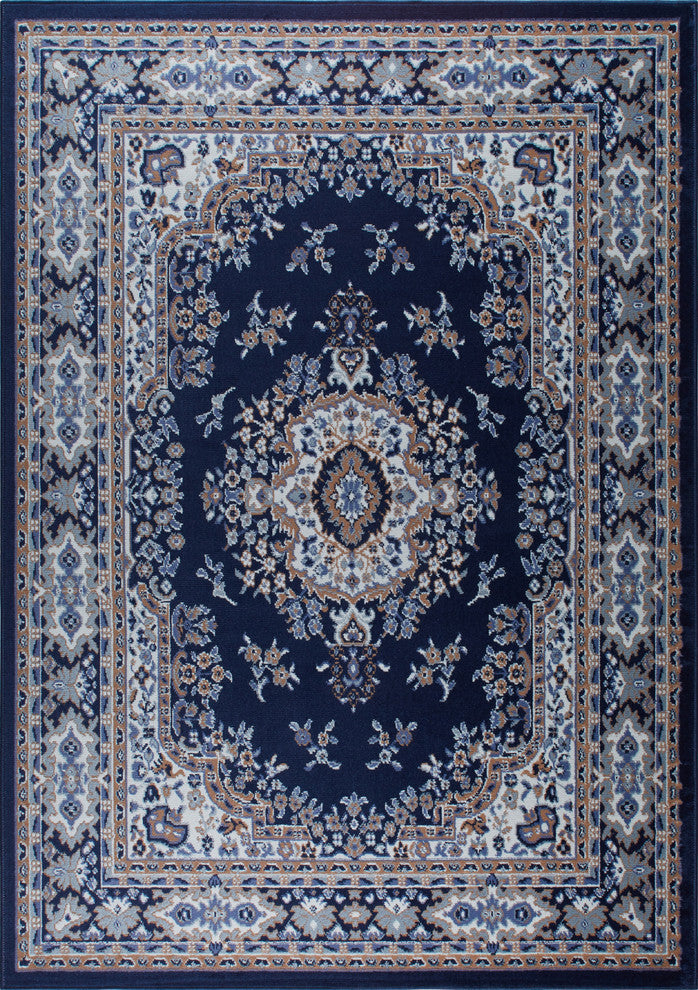 Home Dynamix Premium Sakarya Area Rug 21"x35", Border Navy Blue