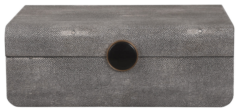 Art Deco Faux Shagreen Gray Decorative Box Textured Smoke Dark Vintage Style