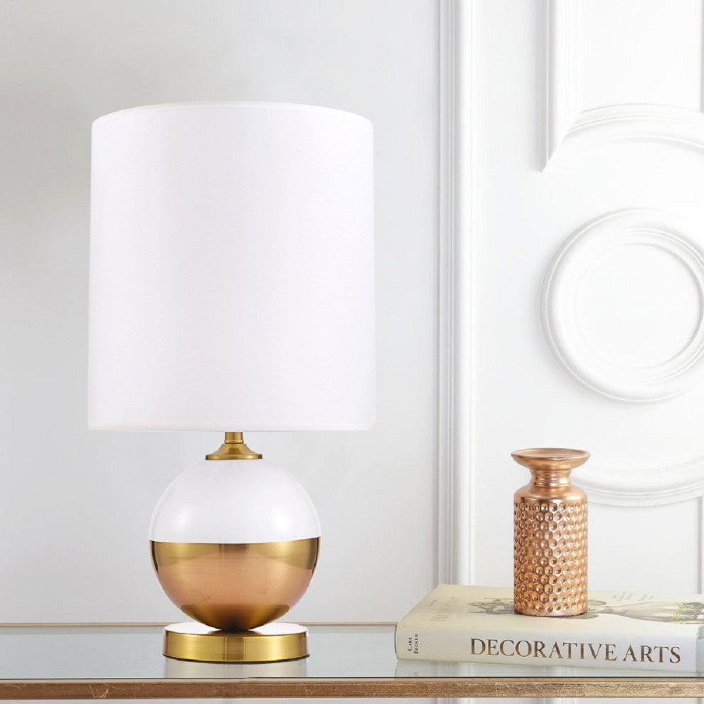 Senato Metal and Acrylic Table Lamp Lights, White and Gold