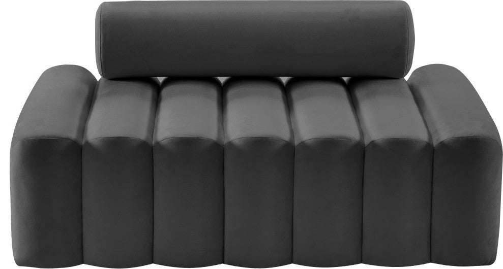 Melody Velvet Upholstered Chair, Gray, Loveseat