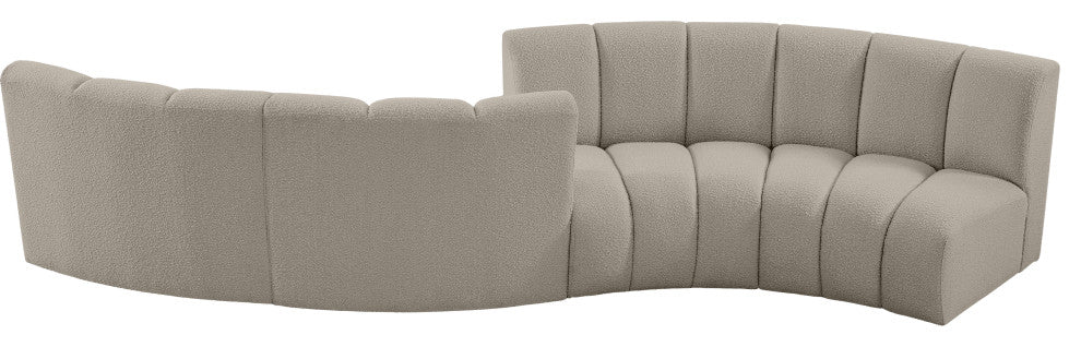 Infinity Boucle Fabric Upholstered 4-Piece S-Shaped Modular Sectional, Brown