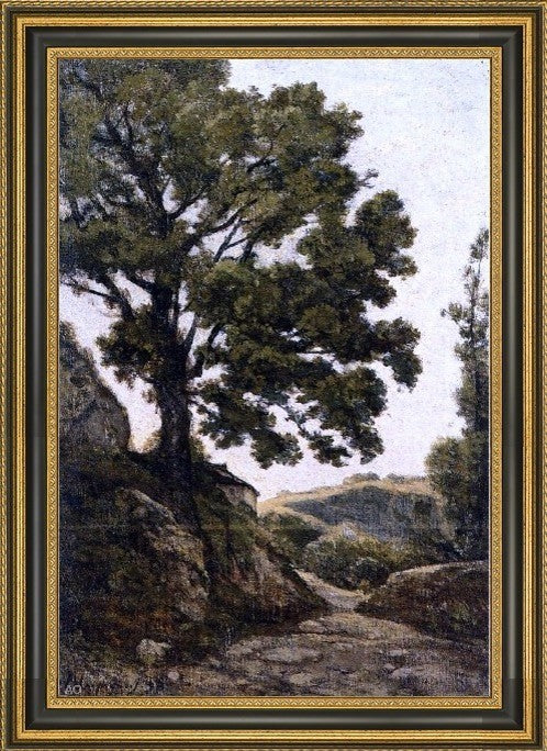 Henri Harpignies a Large TreePath in the CountrysideFramed Canvas Print, 18"x27"