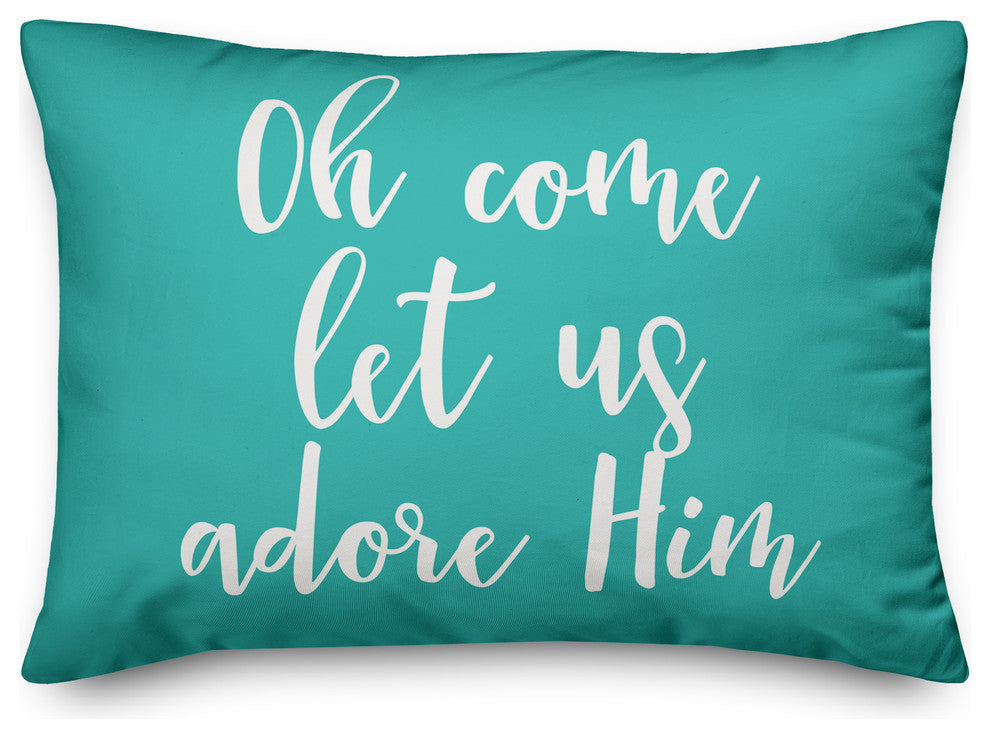 Oh Come Let Us Adore Him, Teal 14x20 Lumbar Pillow