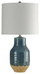 Prova Blue Dipped Ceramic Body Table Lamp with Hardback Shade