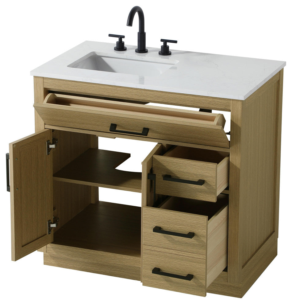 Home Living 36" Single Bathroom Vanity, Honey Brown