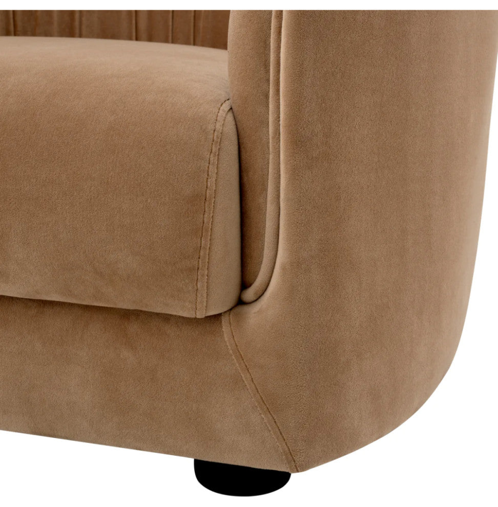Brown Pleated Lounge Chair, Eichholtz Jameson