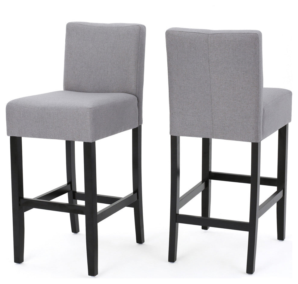 GDF Studio Ester Modern Fabric Barstool, Set of 2, Light Gray