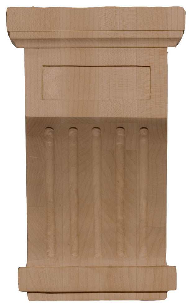 4 1/4"W x 4 1/4"D x 7"H Fluted Corbel, Rubberwood