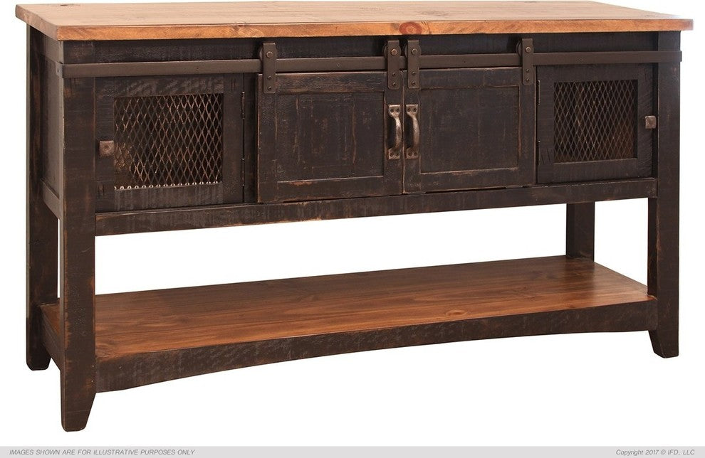 Greenview Black Solid Pine Sofa Table, Mash Doors