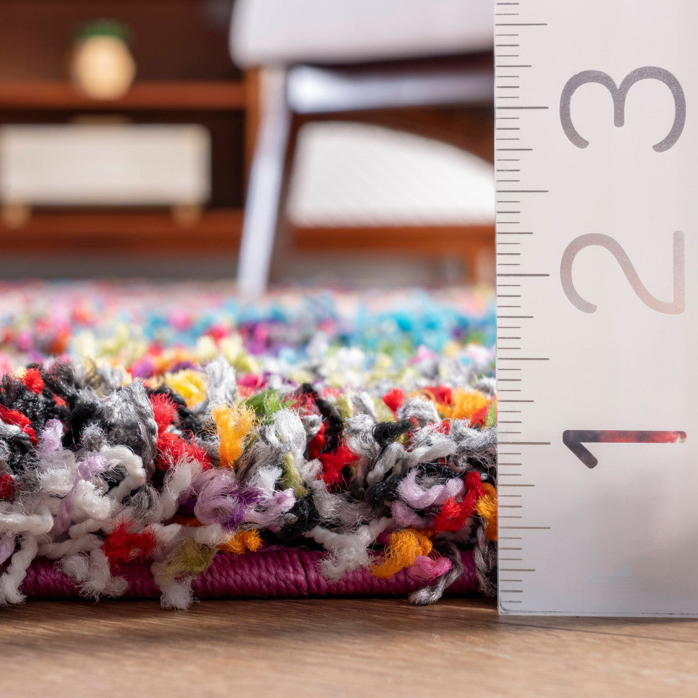 Nuloom Contemporary Abstract Circles Shag Rug, Multicolor 3'3"x5'