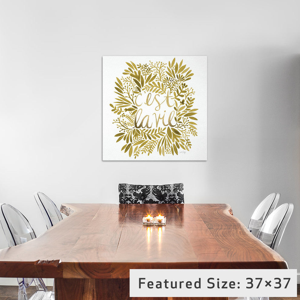 "C'est La Vie Gold Artprint" by Cat Coquillette, 37x37x1.5