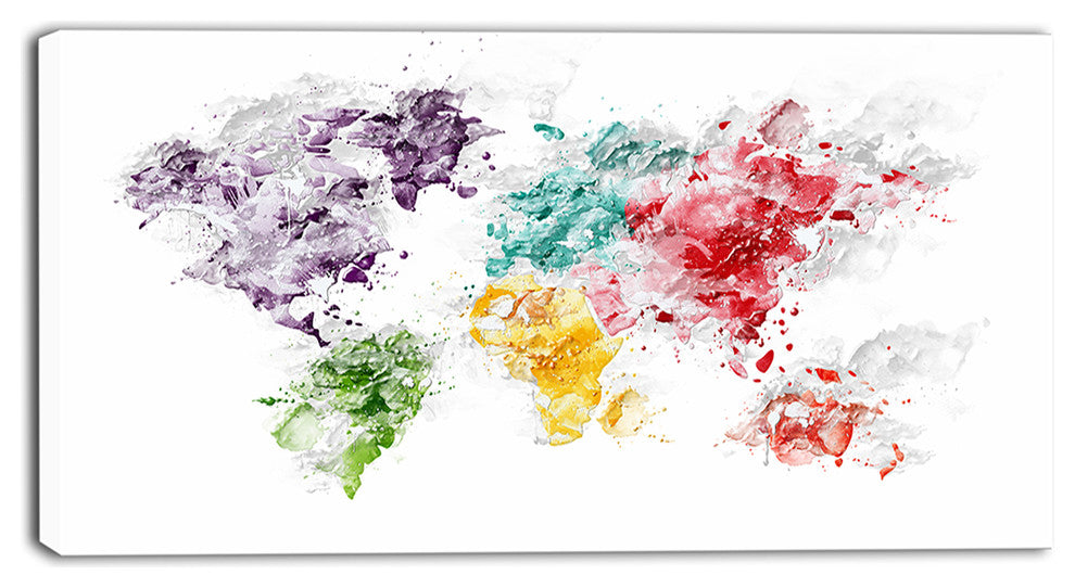 "Color Splash World Map" Canvas Painting