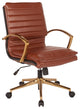 Mid-Back Faux Leather Chair, Saddle