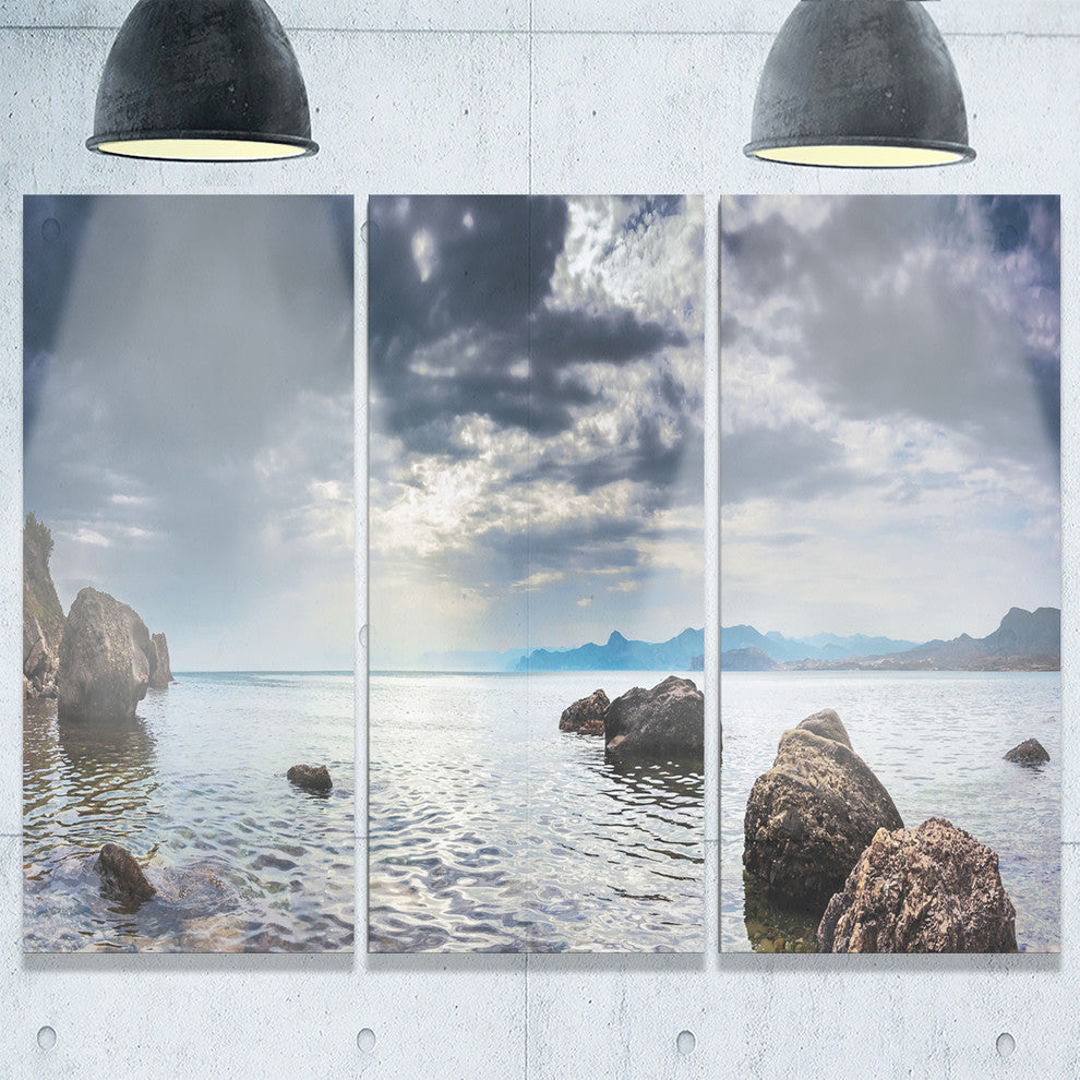 "Black Seas in Crimean Peninsula Panorama" Metal Wall Art, 3 Panels, 36"x28"