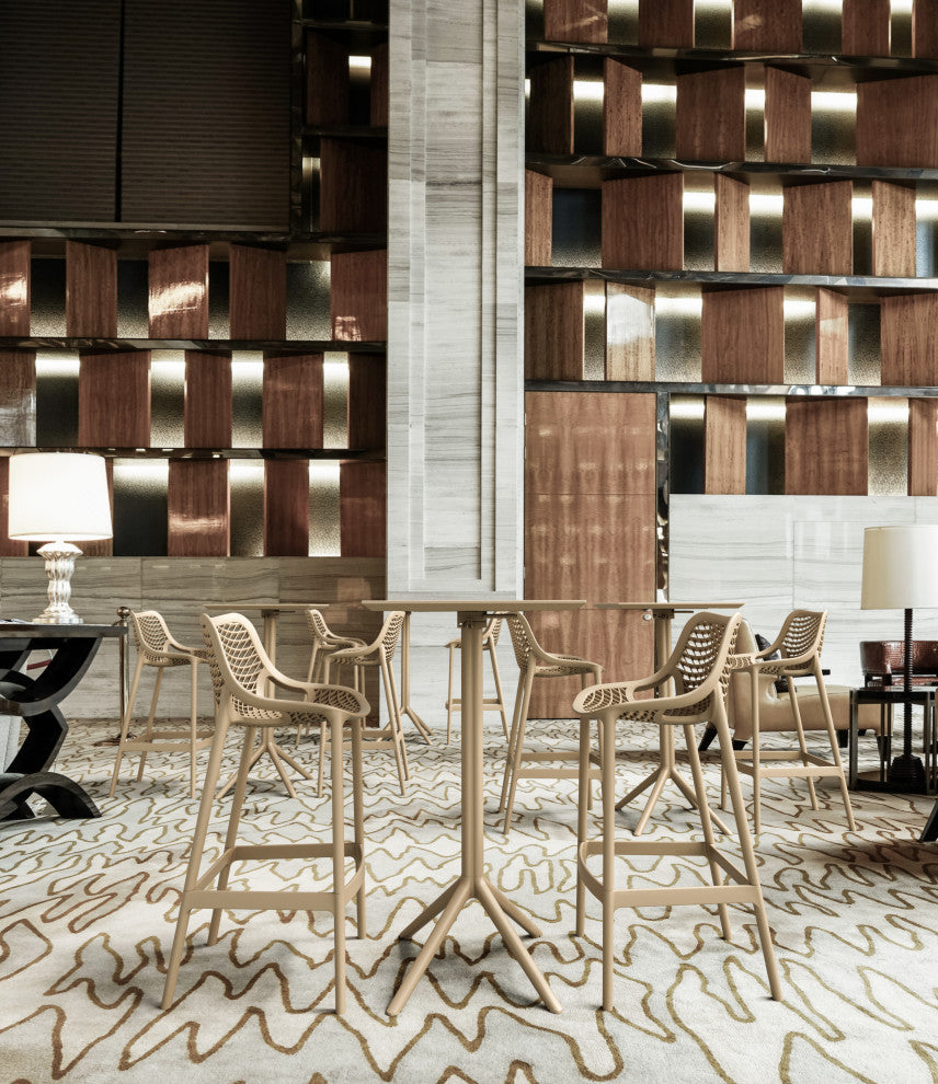 Sky Air Square Bar Set With 2 Barstools Taupe