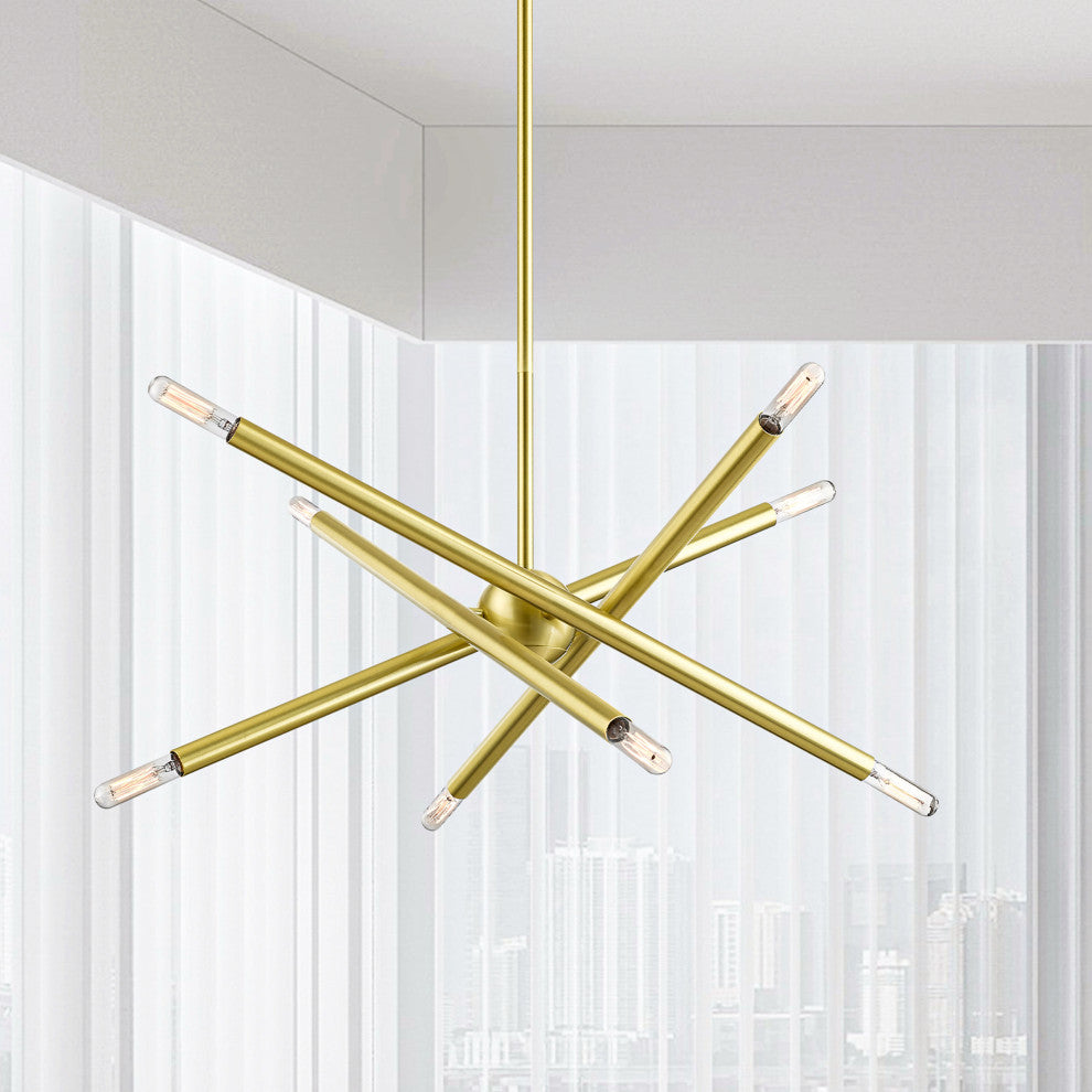 Soho Eight Light Chandelier, Satin Brass