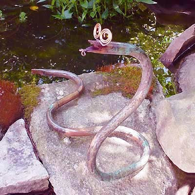 Handcrafted Whimsical "Copper-Head" Garden Snake