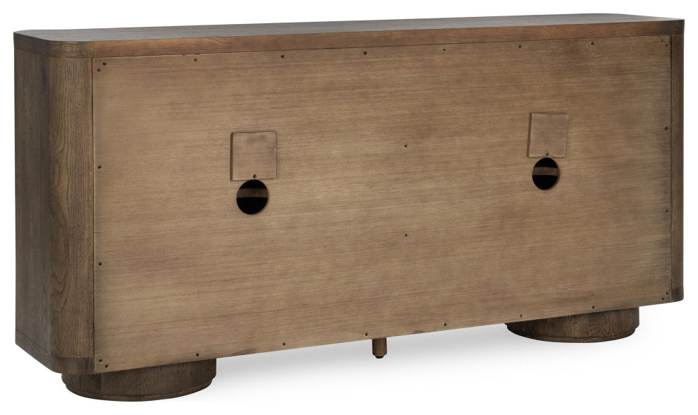 Tiber 74" Oak Veneer Buffet Sideboard, Toasted Brown
