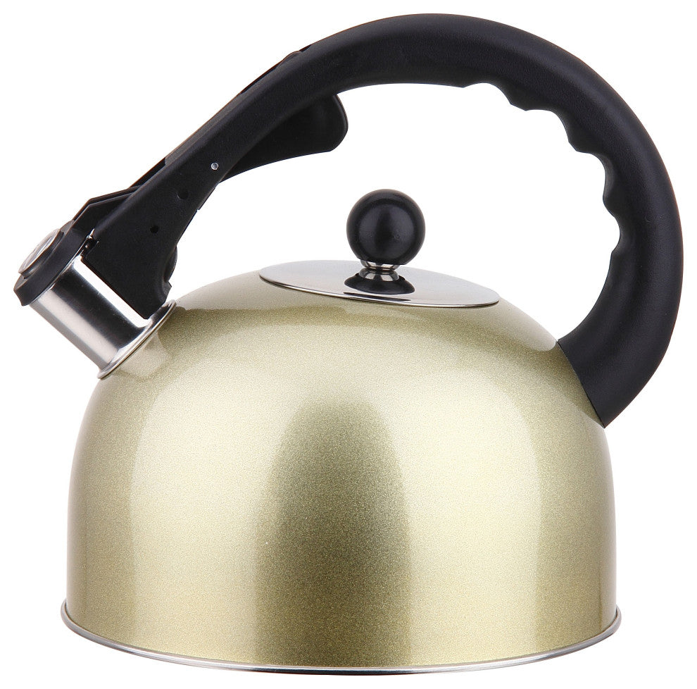 YBM Home Stainless Steel Stovetop Whistling Tea Kettle 3L, Induction compatible, Gold