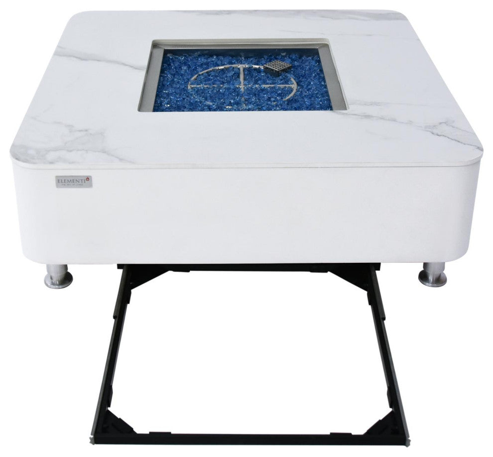 Annecy Square Marble Porcelain Top Propane Fire Table by Elementi Plus