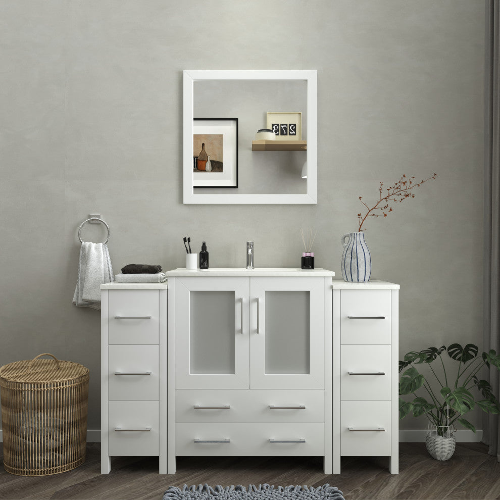 Vanity Art Single-Sink Vanity Set With Ceramic Top, 54"