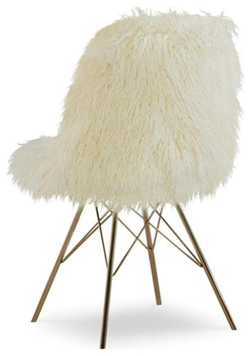 Linon Riley Metal Faux Fur Accent Chair in Gold