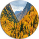 Yellow Autumn Foliage Over Hills, Landscape Disc Metal Wall Art, 23"