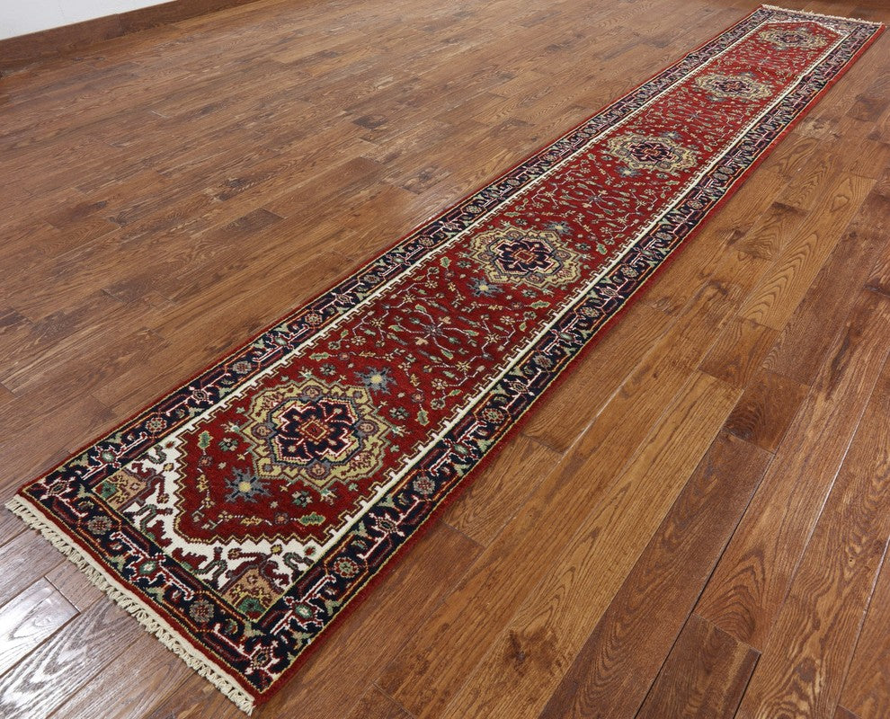 New Oriental Floral 3'x16' Heriz Serapi Runner Hand Knotted Wool Rug H9260
