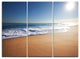 "Calm Blue Seashore With White Sun" Metal Wall Art, 3 Panels, 36"x28"