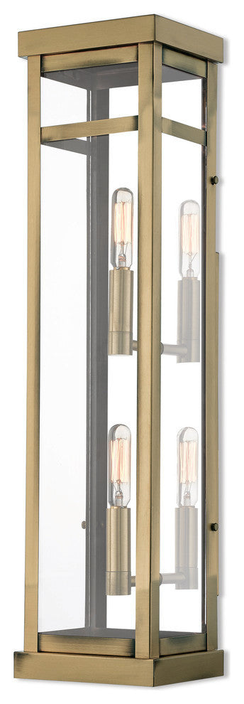 2 Light Outdoor Wall Lantern, Antique Brass