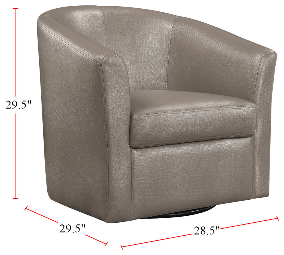 Faux Leather Upholstered Swivel Accent Chair, Champagne