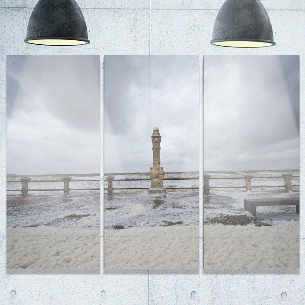 "Spring Storm in Uruguay Panorama" Sea Bridge Metal Wall Art, 3 Panels, 36"x28"
