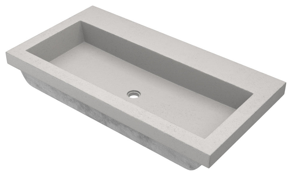 Trough 3619 Bathroom Sink, Ash, No Faucet Holes