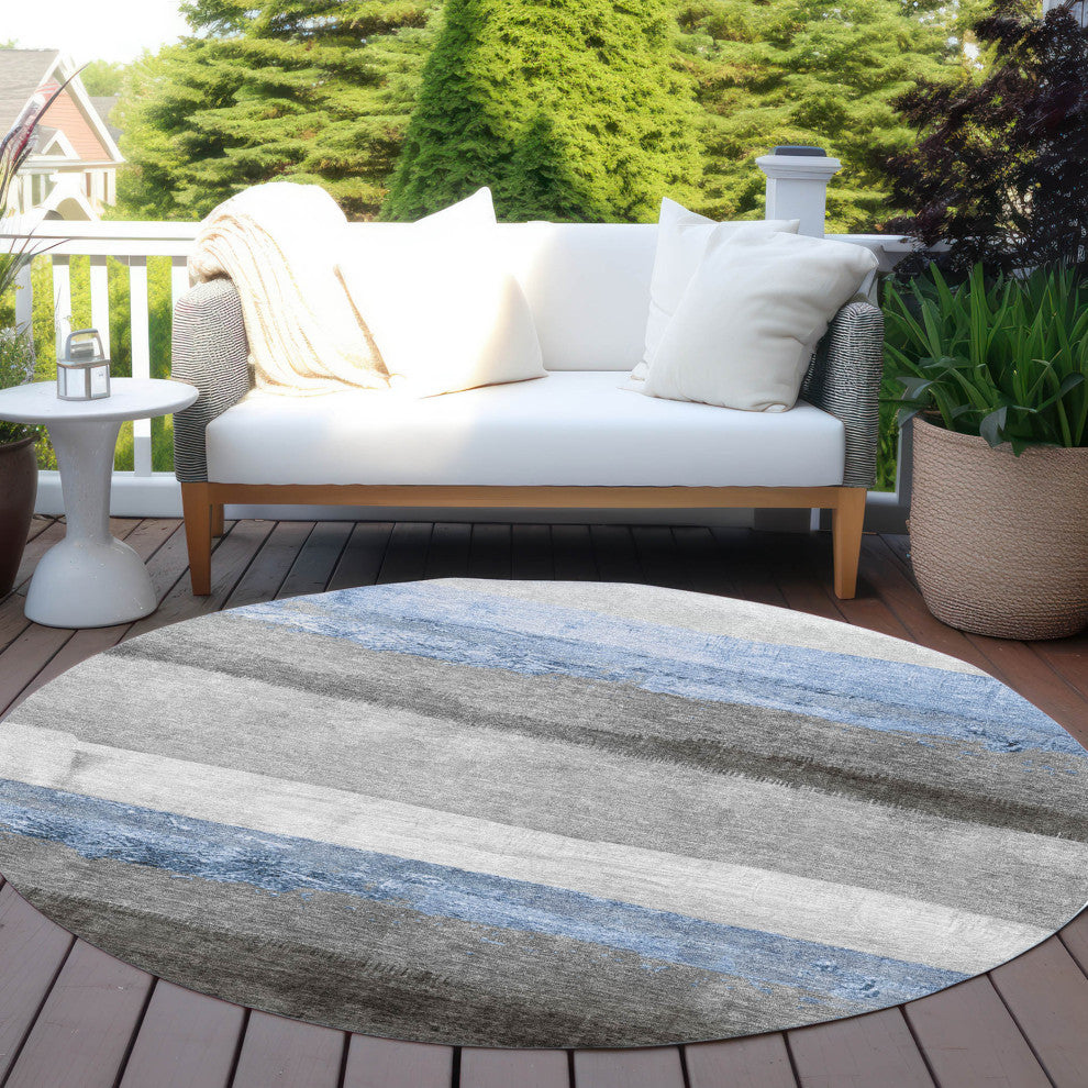 Machine Washable Indoor/Outdoor Chantille ACN1883 Sky 8' x 8' Round Rug
