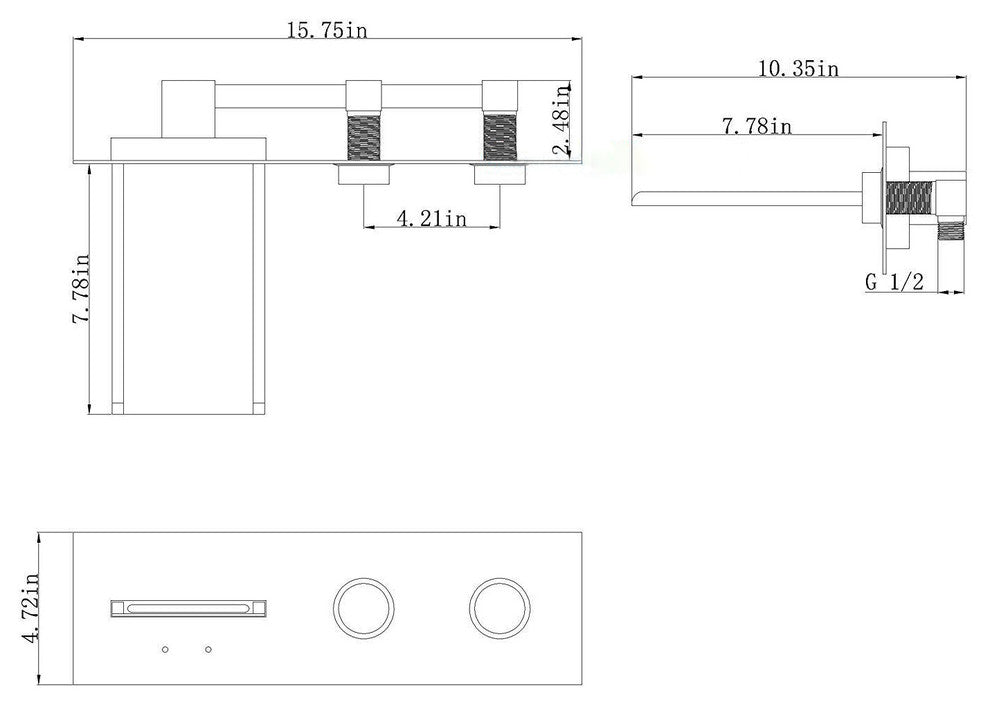 Rivera Wall Mount 3 Piece LED Faucet Set
