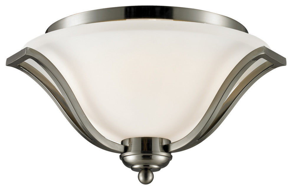 Lagoon 3 Light Ceiling, Brushed Nickel With Matte Opal Glass